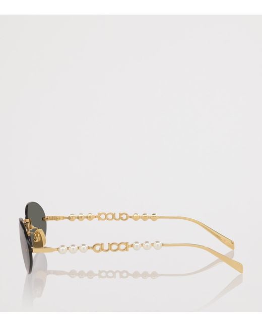Gucci Green Metal Round Sunglasses