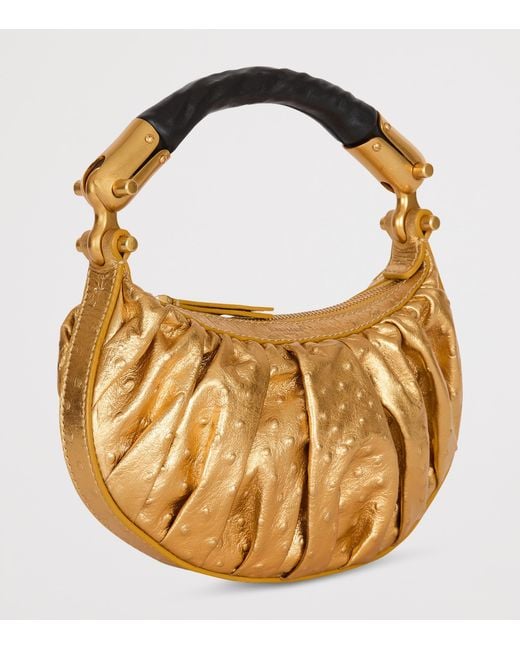 Balmain Metallic Mini Leather Ebene Top-Handle Bag