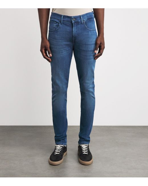 7 For All Mankind Blue Slimmy Tapered Luxe Performance Plus Jeans for men