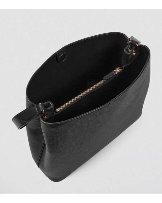 Smythson Black Leather Ludlow Shoulder Bag