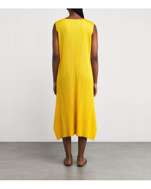 Pleats Please Issey Miyake Yellow Monthly Colors July Midi Dress
