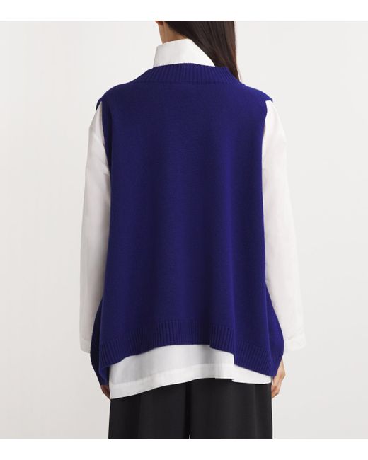Eskandar Blue Cashmere V-Neck Sweater Vest
