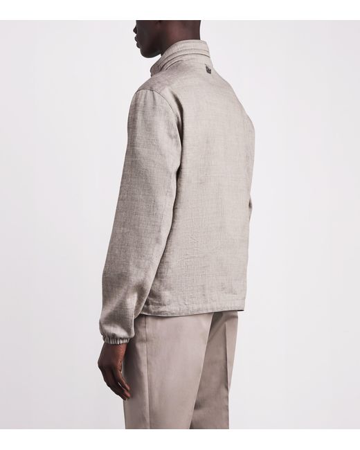 Corneliani Gray Linen-Blend And Nylon Reversible Jacket for men