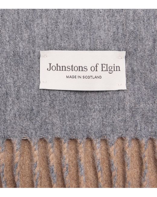 Johnstons Gray Cashmere Double-Face Scarf for men
