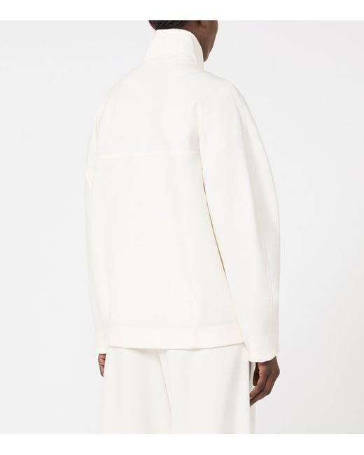 Max Mara White Jersey High-Neck Jacket