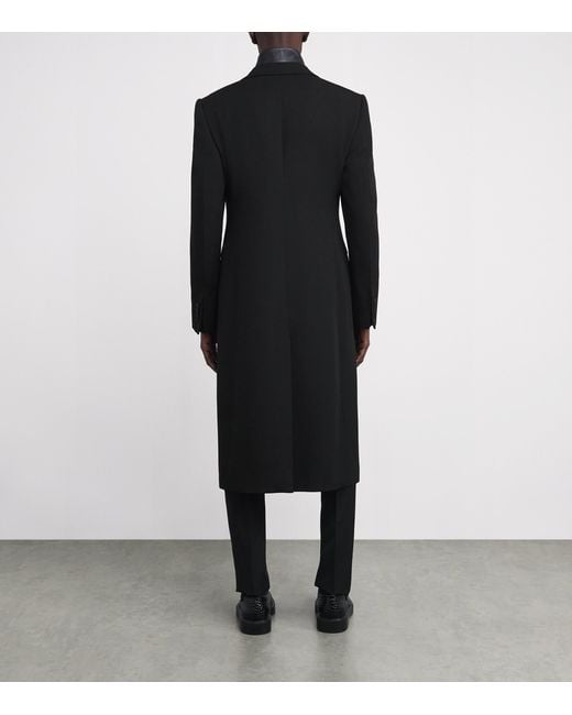 Emporio Armani Black Virgin Wool Double-Breasted Coat for men