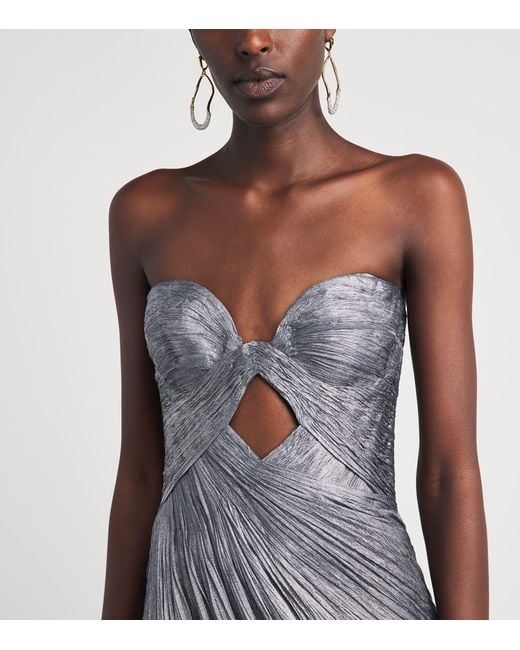 Maria Lucia Hohan Gray Silk Strapless Zephyra Gown