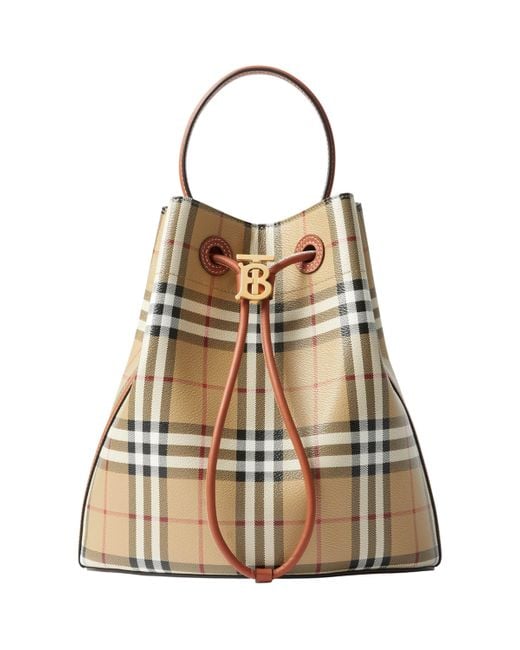 Burberry Brown Small Check Monogram Bucket Bag