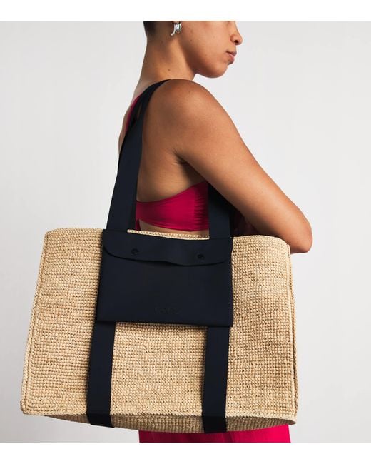 Eres Blue Raffia Voyageur Tote Bag