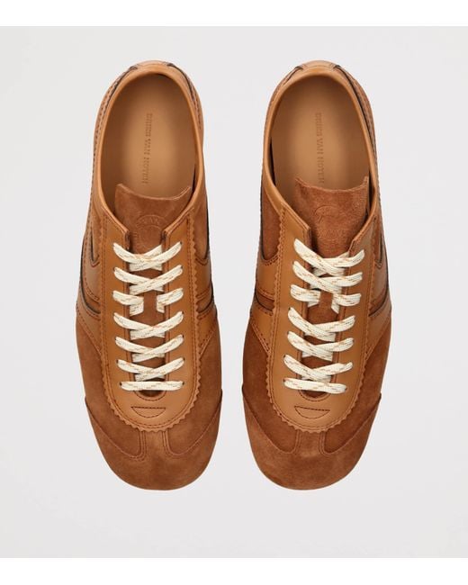 Dries Van Noten Brown Suede Low-Top Sneakers for men