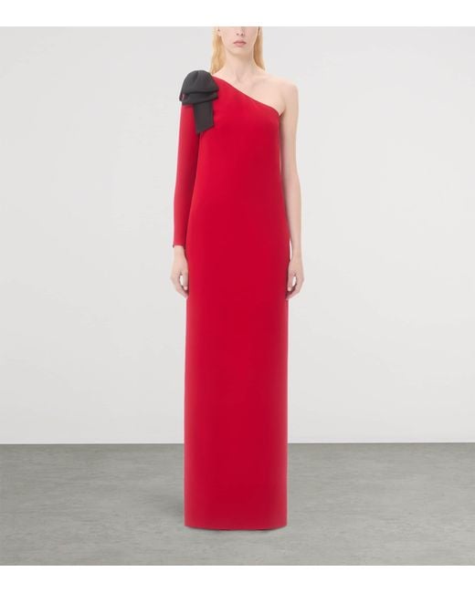 Valentino Red Silk One-Shoulder Gown