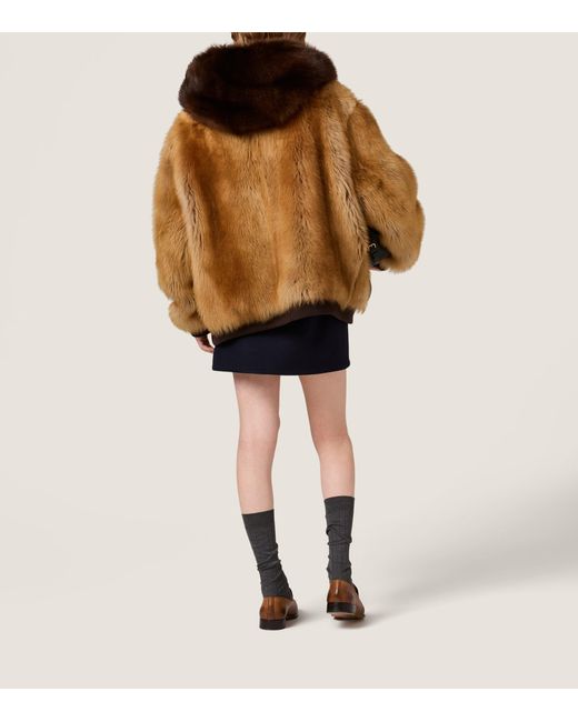 Miu Miu Brown Shearling Blouson Jacket