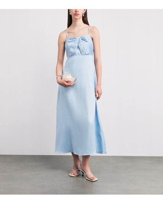 Sandro Blue Satin Maxi Dress