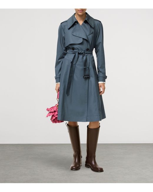 Burberry Blue Long Tropical Gabardine Pembury Trench Coat
