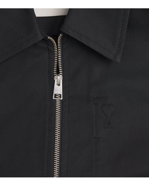 AMI Black Cotton Zip-Up Jacket for men