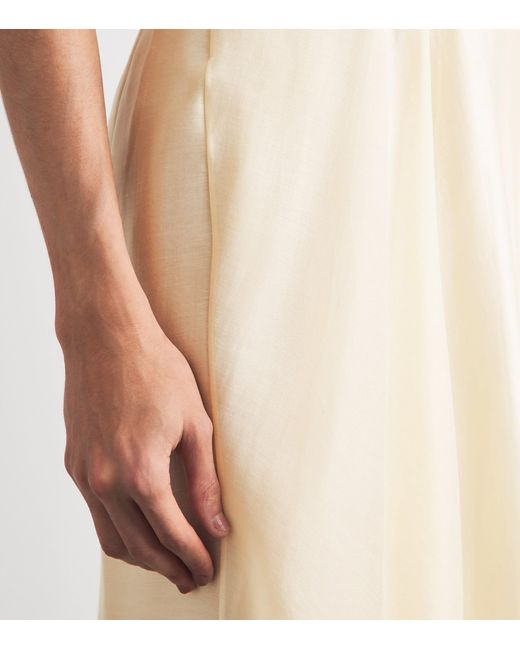 Khaite Natural Puff-Sleeve Ria Midi Dress