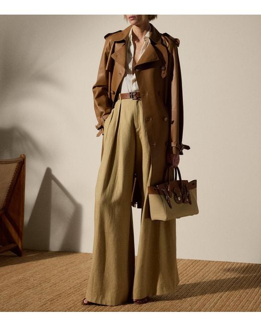 Ralph Lauren Brown Lambskin Niles Trench Coat