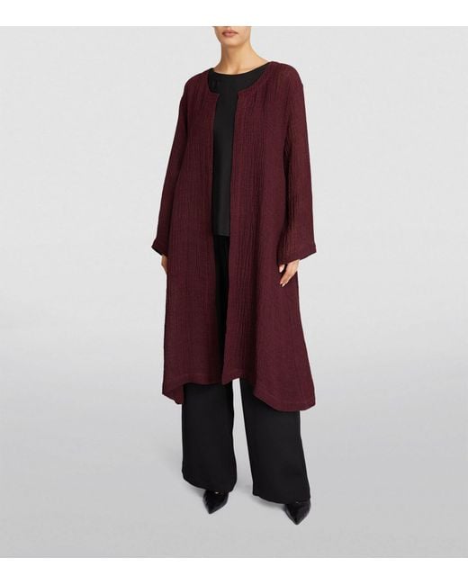 Eskandar Purple Linen-blend Woven Cardigan