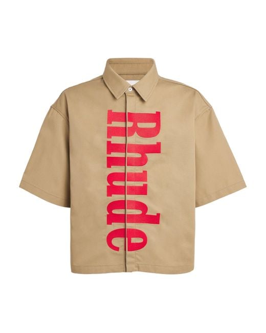 Rhude Pink X Harrods Embroidered Logo Short-Sleeve Shirt for men