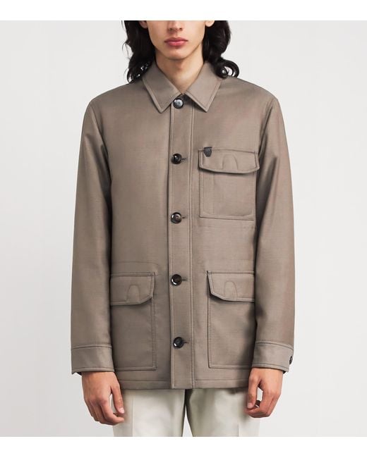 Brioni Brown Wool Padded Field Jacket for men