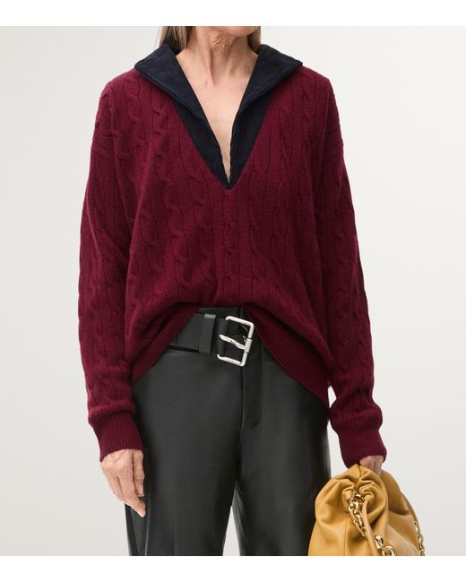 Loewe Red Cashmere-Blend V-Neck Sweater