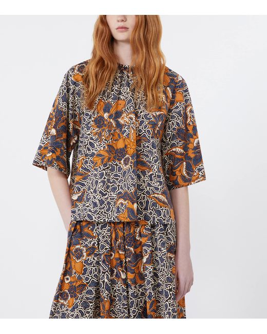 Weekend by Maxmara Blue Cotton Floral Blouse