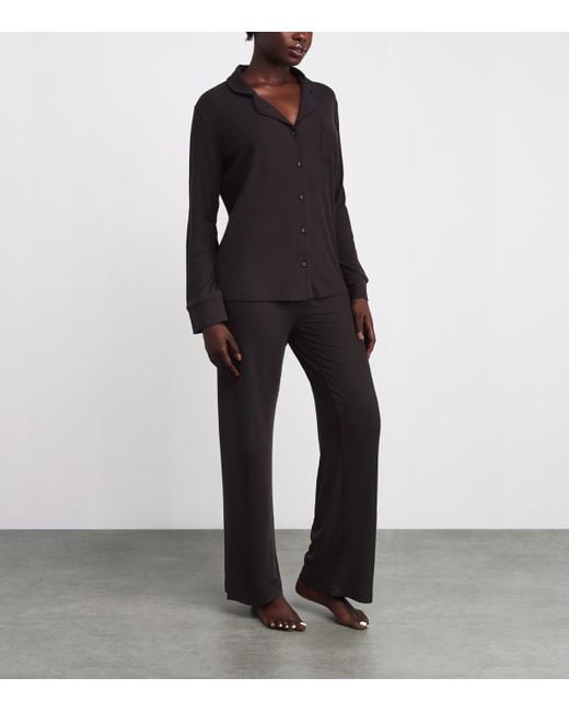 Skims Black Soft Lounge Ribbed Pyjama Set