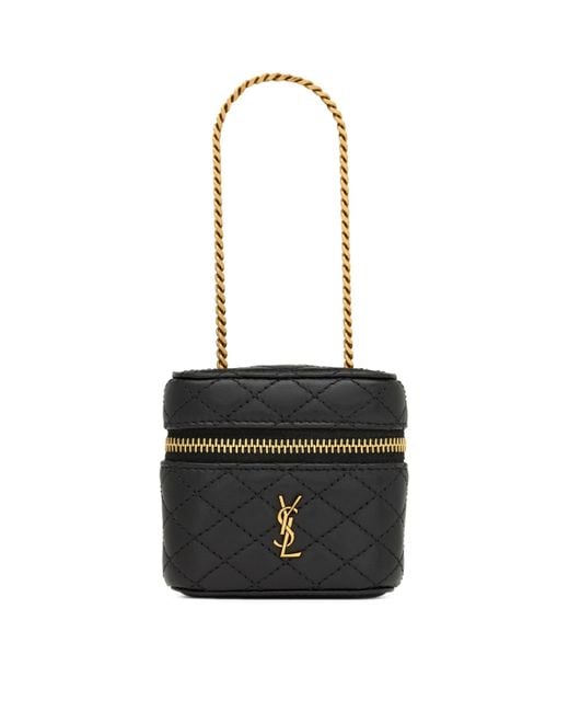 Saint Laurent Black Gaby Vanity Micro Quilted Leather Shoulder Bag
