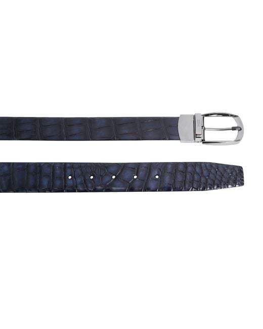 Zegna Blue Crocodile Leather Parentesi Belt for men
