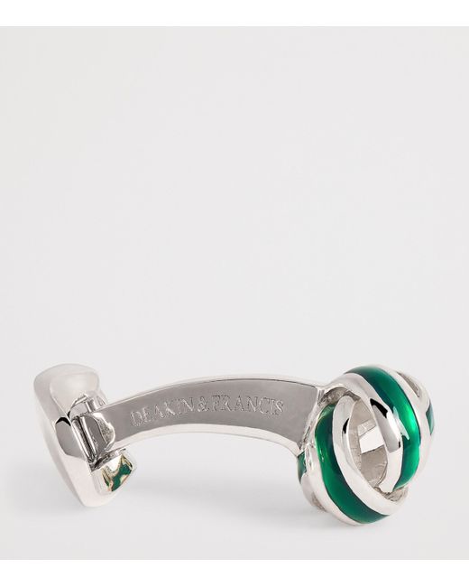 Deakin & Francis Green Sterling And Enamel Knot Cufflinks for men