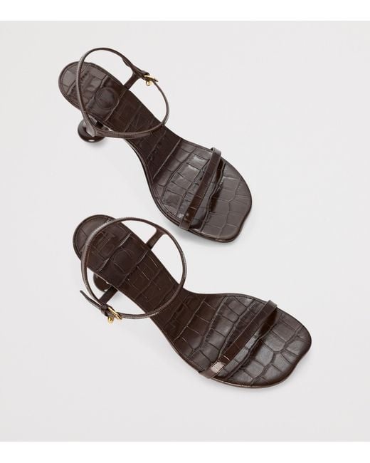 Loewe Metallic Leather Croc-Effect Toy Heeled Sandals 90
