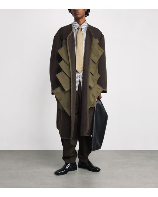 Comme des Garçons Green Wool-Blend Layered Overcoat for men