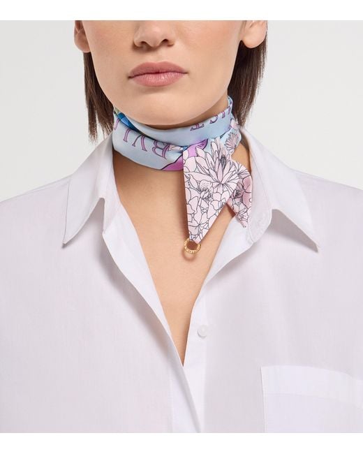 BVLGARI Blue Silk Printed Scarf