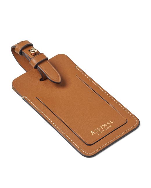 Aspinal Brown Leather Luggage Tag for men