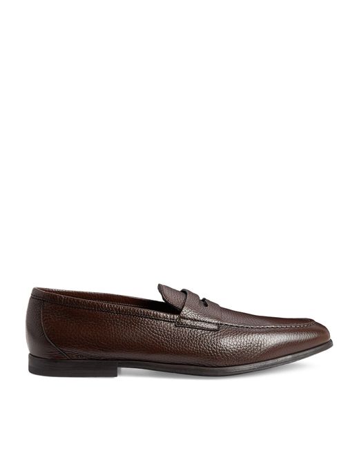 Canali Brown Leather Loafers for men