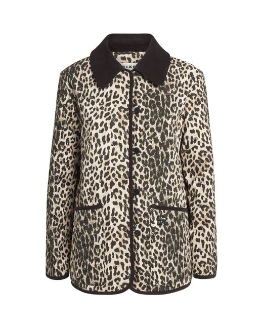 Rixo Black Cotton Leopard Earla Quilted Jacket
