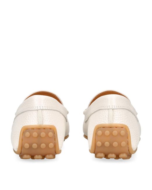 Tod's White Leather City Gommino Driving Shoes