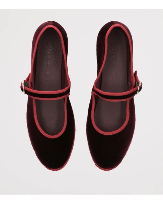 Flabelus Red Velvet Boris Mary Janes