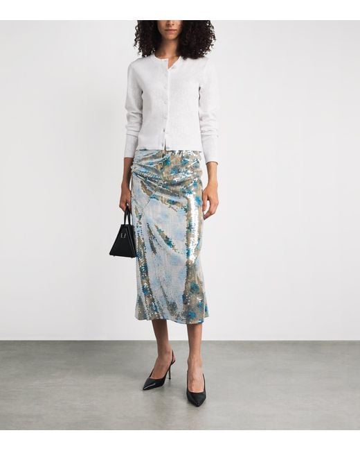 Tory Burch Blue Sequin Midi Skirt