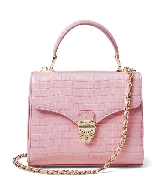 Aspinal Pink Leather Mayfair Midi Bag