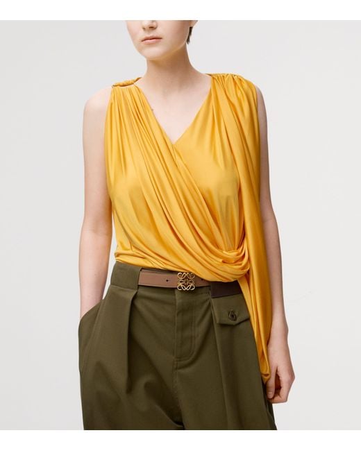 Loewe Brown Leather Reversible Anagram Bombé Belt