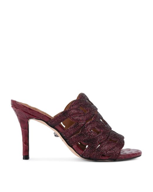Kurt Geiger Purple Leather Embellished Chain Heeled Mules 85