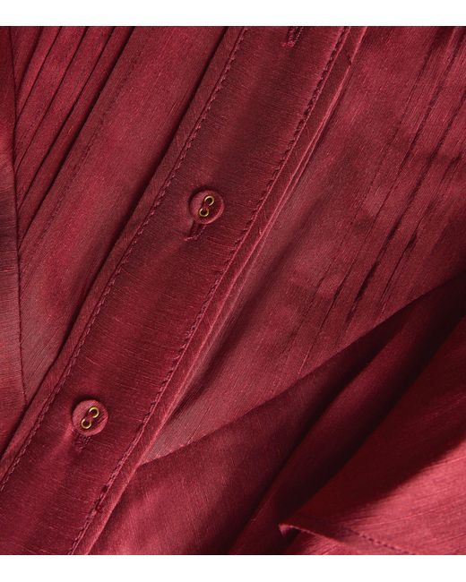Aje. Red Ruffle-detailed Shirt Dress