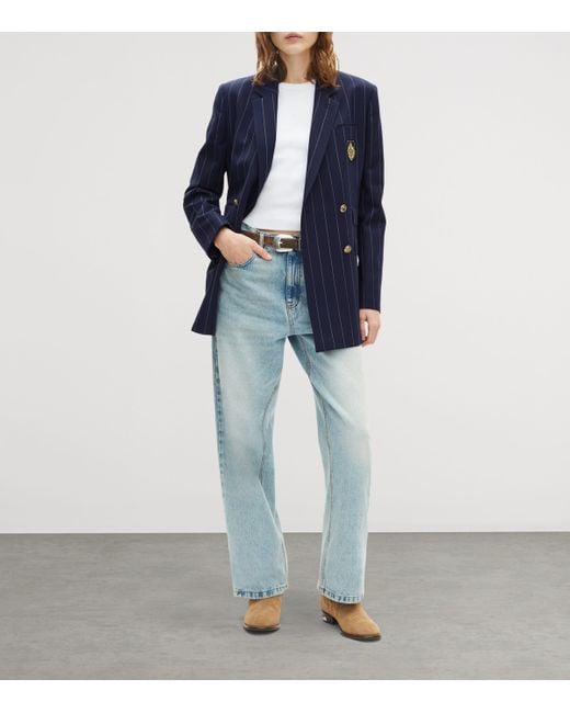 The Kooples Blue Stripe Double-Breasted Blazer