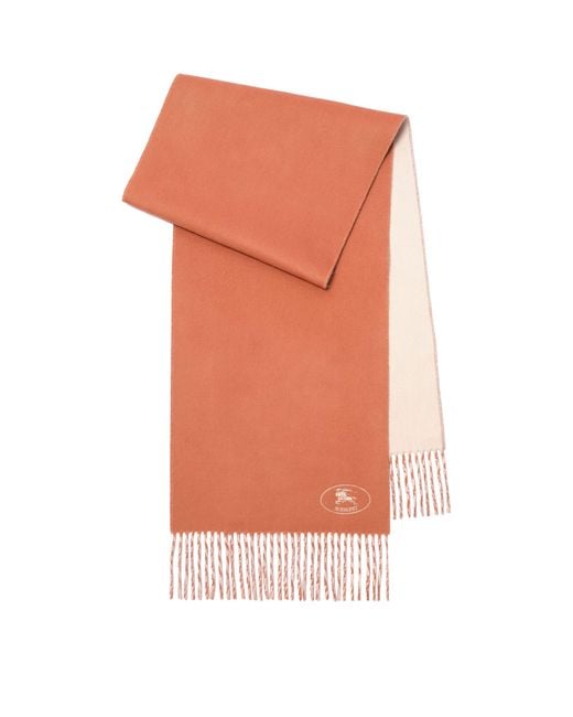 Burberry Orange Cashmere Reversible Knight Scarf