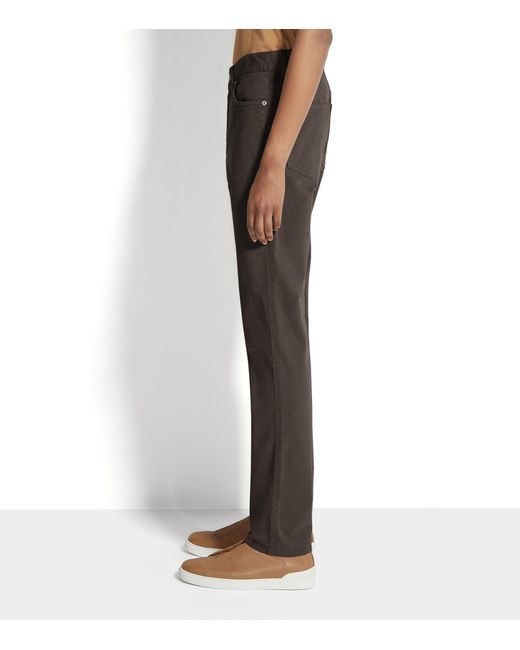 Zegna Gray Stretch-cotton Roccia Slim Jeans for men