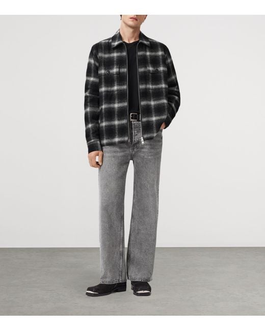 AllSaints Black Organic Cotton Check Bayo Jacket for men