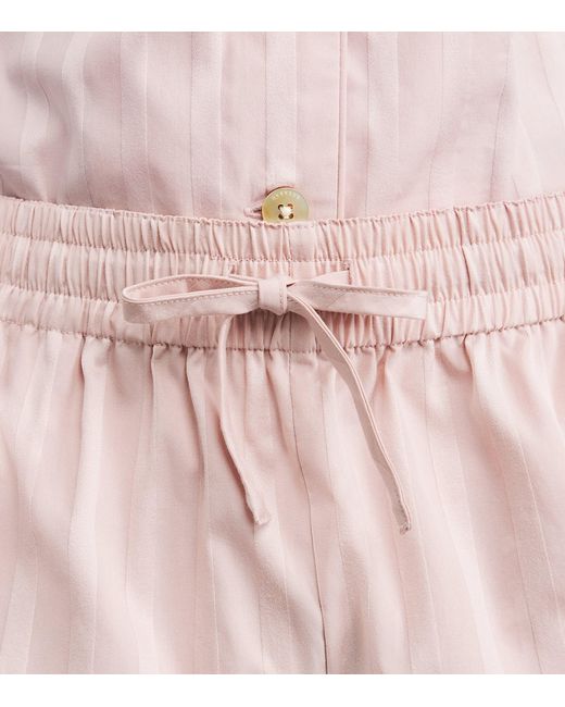 Harrods Pink Cotton Stripe Short Pyjama Set