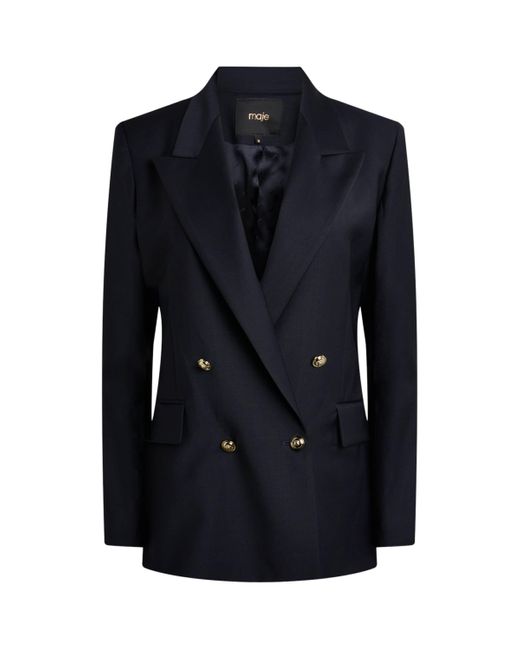 Maje Blue Double-Breasted Blazer