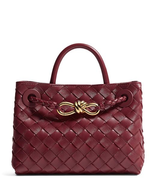 Bottega Veneta Red Mini Leather Andiamo Top-Handle Bag